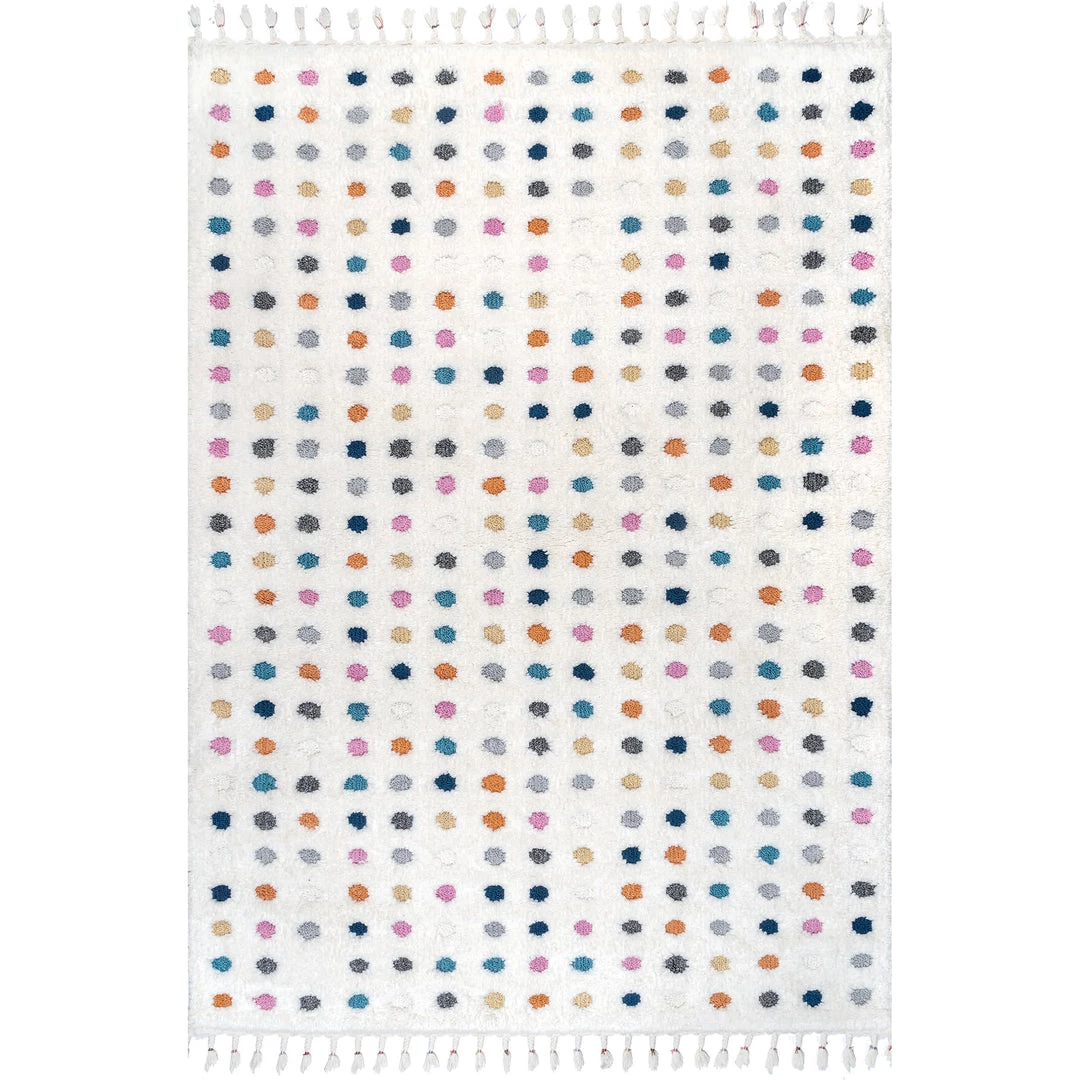 NuLOOM Behati High-Low Polka Dot Tassel Area Rug 1 NuLOOM Behati High-Low Polka Dot Tassel Area Rug