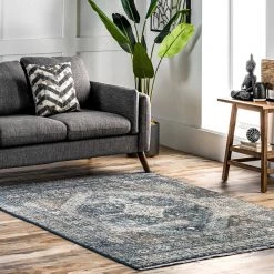 NuLOOM New Arrivals Vintage Melani Medallion Fringe Area Rug