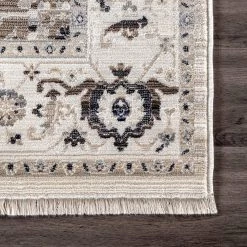 NuLOOM Oliveira Floral Medallion Fringe