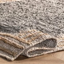 NuLOOM New Arrivals Jute Bordered Leather Area Rug