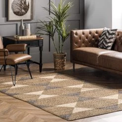 NuLOOM New Arrivals Banded Diamond Braided Jute Area Rug