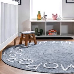 NuLOOM Kids Washable Round Alphabet Area Rug