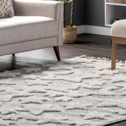 NuLOOM New Arrivals Raven Modern Stars High Low Shaggy Tassel Area Rug