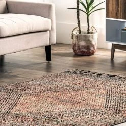 NuLOOM Kenia Distressed Diamond Cotton Blend Area Rug New Arrivals
