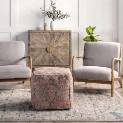 NuLOOM Vintage Floral Ottoman Pouf