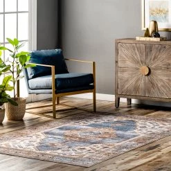 NuLOOM New Arrivals Gracie Machine Washable Distressed Medallion Area Rug