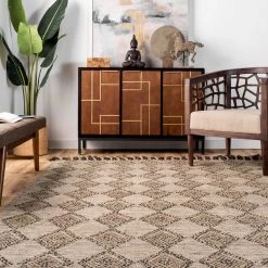 NuLOOM Britta Textured Diamond Tassel Area Rug New Arrivals